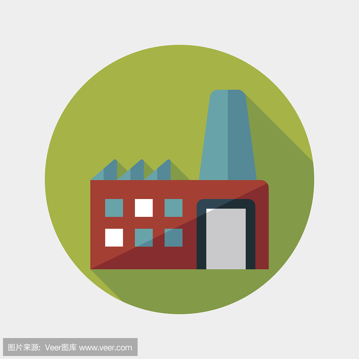 建筑工廠平面圖標與長影子,eps10